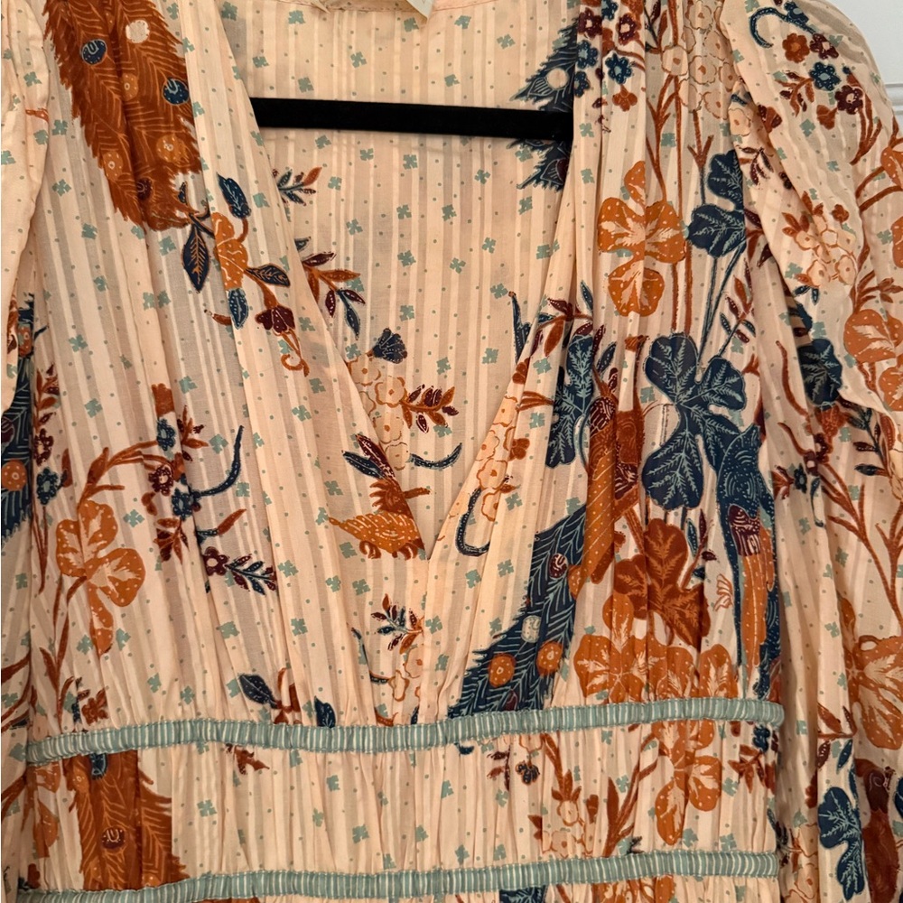 Ulla Johnson Peach and Green Patterned Dress